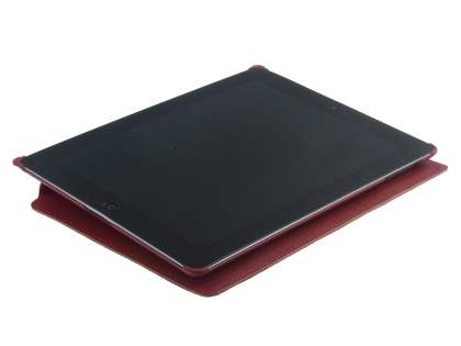 Premium Ultra Slim Genuine Leather Flip Case with Stand for iPad 2/3 - Red