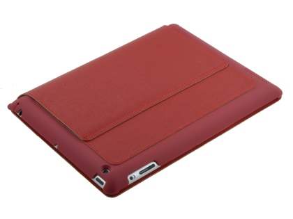 Premium Ultra Slim Genuine Leather Flip Case with Stand for iPad 2/3 - Red