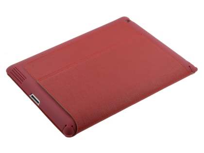 Premium Ultra Slim Genuine Leather Flip Case with Stand for iPad 2/3 - Red