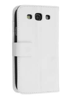 Samsung I9300 Galaxy S3 Slim Synthetic Leather Wallet Case with Stand - Pearl White Leather Wallet Case