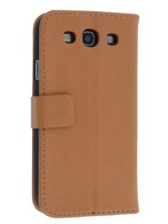 Samsung I9300 Galaxy S3 Slim Synthetic Leather Wallet Case with Stand - Brown Leather Wallet Case