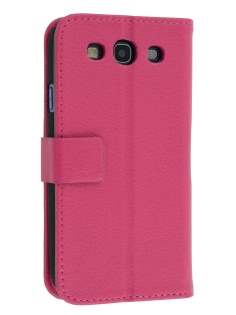 Samsung I9300 Galaxy S3 Slim Synthetic Leather Wallet Case with Stand - Pink Leather Wallet Case
