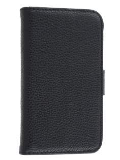 Premium iPhone 4S/4 Genuine Leather Wallet Case - Classic Black