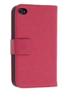 Premium iPhone 4S/4 Genuine Leather Wallet Case - Pink Premium iPhone 4S/4 Genuine Leather Wallet Case - Pink