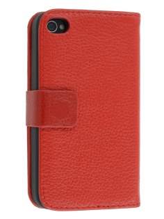 Premium iPhone 4S/4 Genuine Leather Wallet Case - Red Premium iPhone 4S/4 Genuine Leather Wallet Case - Red