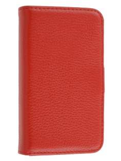 Premium iPhone 4S/4 Genuine Leather Wallet Case - Red