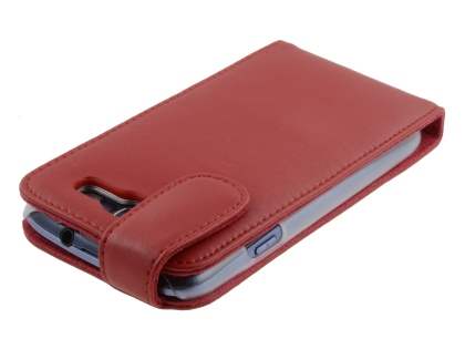Samsung I9300 Galaxy S3 Genuine Leather Flip Case - Red