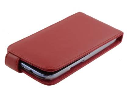Samsung I9300 Galaxy S3 Genuine Leather Flip Case - Red