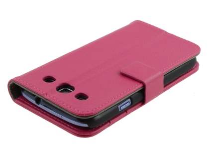 Samsung I9300 Galaxy S3 Slim Synthetic Leather Wallet Case with Stand - Pink