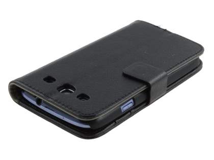 Samsung I9300 Galaxy S3 Slim Synthetic Leather Wallet Case with Stand - Classic Black