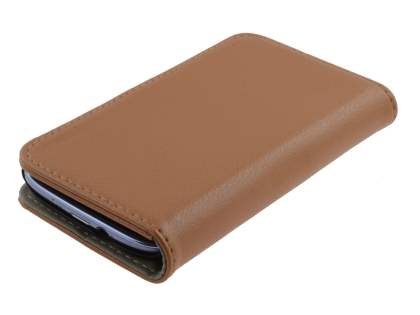 Samsung I9300 Galaxy S3 Slim Synthetic Leather Wallet Case with Stand - Brown