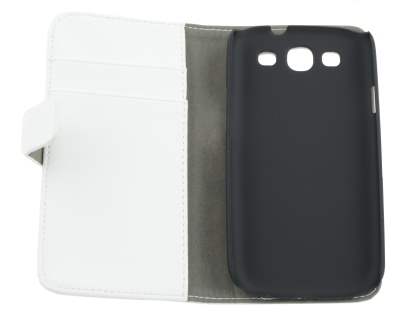 Samsung I9300 Galaxy S3 Slim Synthetic Leather Wallet Case with Stand - Pearl White