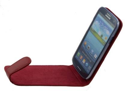 Samsung I9300 Galaxy S3 Genuine Leather Flip Case - Red