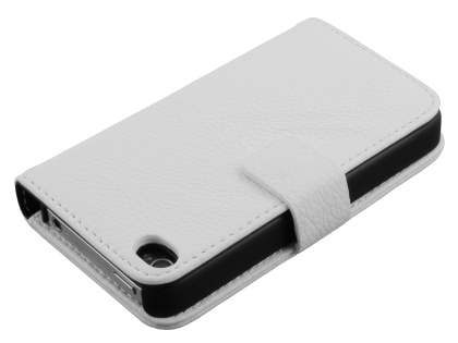 Premium iPhone 4S/4 Genuine Leather Wallet Case - Ivory