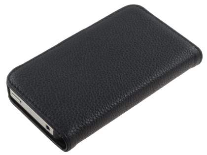 Premium iPhone 4S/4 Genuine Leather Wallet Case - Classic Black