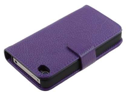 Premium iPhone 4S/4 Genuine Leather Wallet Case - Purple