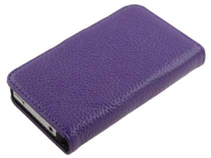 Premium iPhone 4S/4 Genuine Leather Wallet Case - Purple
