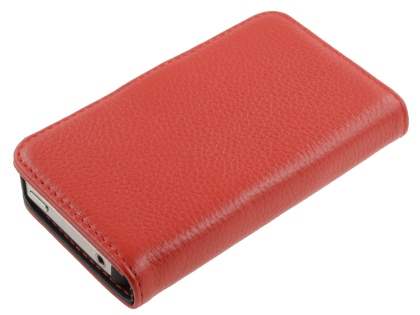 Premium iPhone 4S/4 Genuine Leather Wallet Case - Red