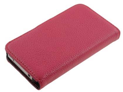 Premium iPhone 4S/4 Genuine Leather Wallet Case - Pink