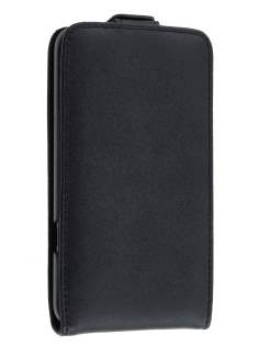 Genuine Leather Flip Case for HTC Titan - Black