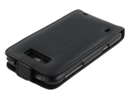 Genuine Leather Flip Case for HTC Titan - Black
