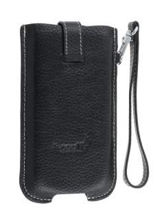 k-cool Genuine Leather Slide-in Case with Strap for Phones - Classic Black