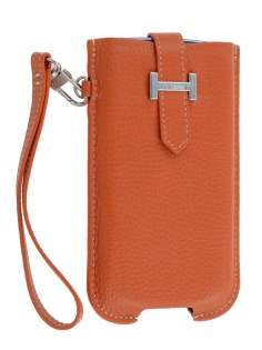 k-cool Genuine Leather Slide-in Case with Strap for Phones - Burned Orange