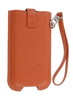 k-cool Genuine Leather Slide-in Case with Strap for Phones - Burned Orange