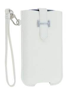 k-cool Genuine Leather Slide-in Case with Strap for Phones - Pearl White Leather Slide-in Case