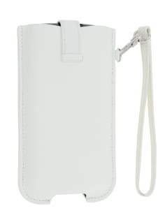 k-cool Genuine Leather Slide-in Case with Strap for Phones - Pearl White