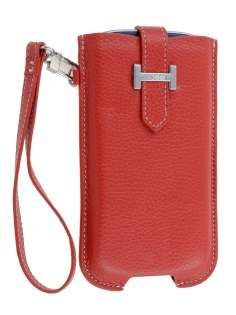 k-cool Genuine Leather Slide-in Case with Strap for Phones - Red Leather Slide-in Case