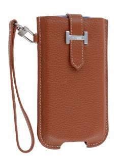 k-cool Genuine Leather Slide-in Case with Strap for Phones - Brown Leather Slide-in Case
