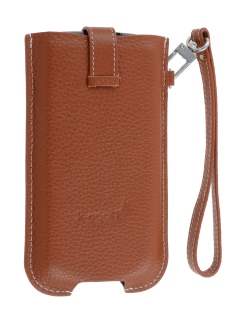 k-cool Genuine Leather Slide-in Case with Strap for Phones - Brown