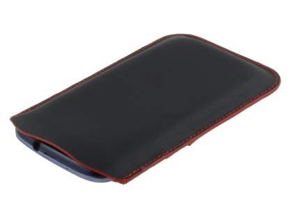 Synthetic Leather Slide-in Case for Samsung Galaxy S3/S4 - Classic Black/Red