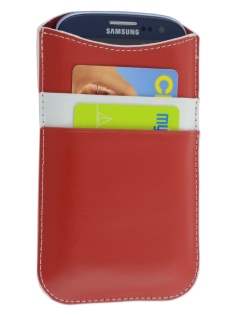 Synthetic Leather Slide-in Case for Samsung Galaxy S3/S4 - Red/White