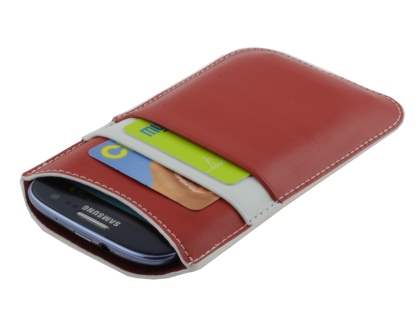Synthetic Leather Slide-in Case for Samsung Galaxy S3/S4 - Red/White