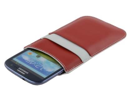 Synthetic Leather Slide-in Case for Samsung Galaxy S3/S4 - Red/White