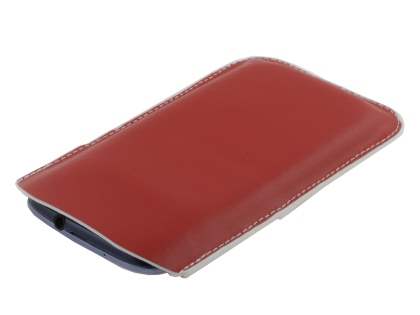 Synthetic Leather Slide-in Case for Samsung Galaxy S3/S4 - Red/White