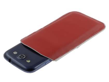Synthetic Leather Slide-in Case for Samsung Galaxy S3/S4 - Red/White