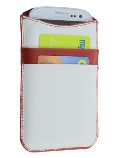 Synthetic Leather Slide-in Case for Samsung Galaxy S3/S4 - White/Red