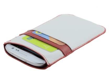 Synthetic Leather Slide-in Case for Samsung Galaxy S3/S4 - White/Red