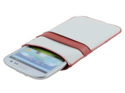 Synthetic Leather Slide-in Case for Samsung Galaxy S3/S4 - White/Red