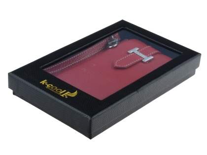 k-cool Genuine Leather Slide-in Case with Strap for Phones - Red