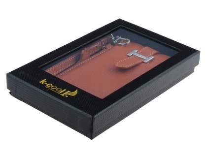 k-cool Genuine Leather Slide-in Case with Strap for Phones - Burned Orange