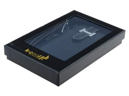 k-cool Genuine Leather Slide-in Case with Strap for Phones - Classic Black