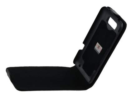 Genuine Leather Flip Case for HTC Titan - Black