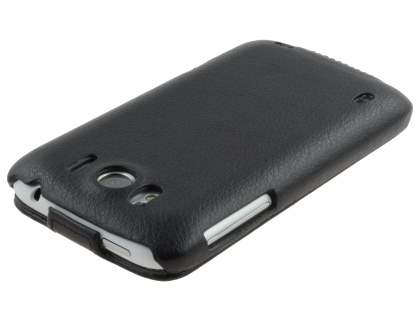 HTC Sensation XL Slim Synthetic Leather Flip Case - Classic Black