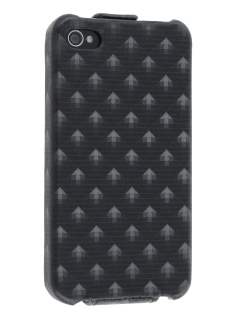 Synthetic Leather 3D Design Flip Case for iPhone 4S/4 - Classic Black Leather Flip Case