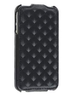 Synthetic Leather 3D Design Flip Case for iPhone 4S/4 - Classic Black