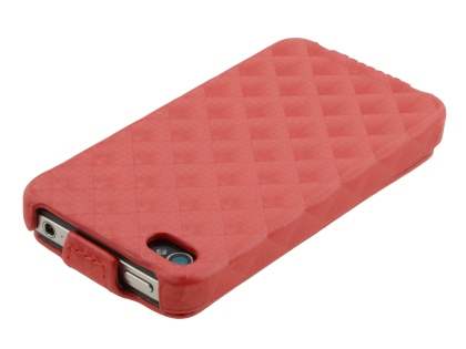 Synthetic Leather 3D Design Flip Case for iPhone 4S/4 - Red